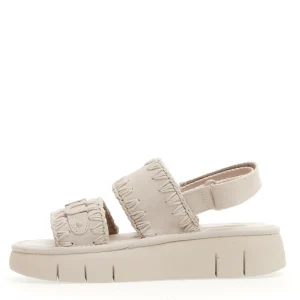 Scarpe MOU con zeppa e due fasce in camoscio gesso
