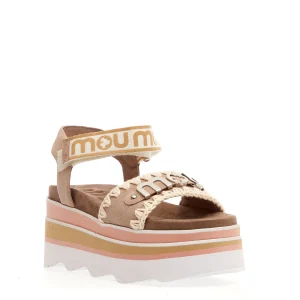 Scarpe MOU con zeppa in camoscio beige e rosa