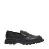 Scarpe penny loafer in pelle nera con suola in gomma resistente