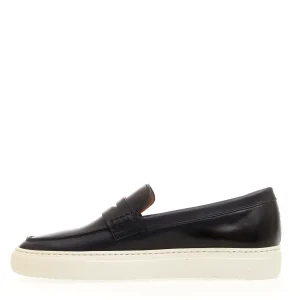 Scarpe slip-on in pelle blu con suola bianca da Doucal's