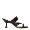 Scarpe slipper in pelle nera con tacco a spillo alto