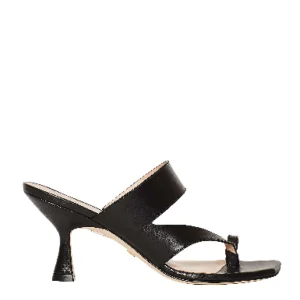 Scarpe slipper in pelle nera con tacco a spillo alto