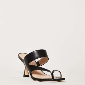 Scarpe slipper in pelle nera con tacco a spillo alto