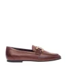 Scarpe TOD'S - mocassino in pelle color marrone con fibbia a catena