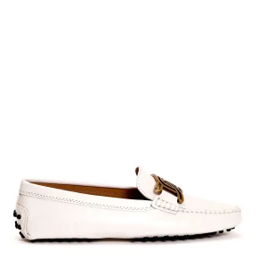 Scarpe Tod's - Mocassino in pelle bianca con fibbia a catena
