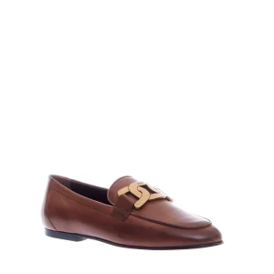 Scarpe TOD'S - mocassino in pelle color marrone con fibbia a catena