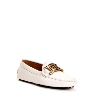 Scarpe Tod's - Mocassino in pelle bianca con fibbia a catena