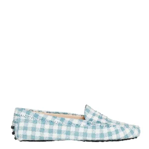 Scarpe TOD'S: Loafer in suede vichy bianco con suola in gomma azzurra