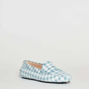 Scarpe TOD'S: Loafer in suede vichy bianco con suola in gomma azzurra