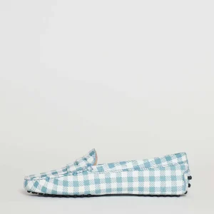 Scarpe TOD'S: Loafer in suede vichy bianco con suola in gomma azzurra