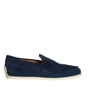 Scarpe Tod's: Mocassini in camoscio blu con suola in corda