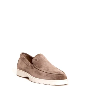 Scarpe Tod's: Mocassini in camoscio beige con suola in gomma bianca