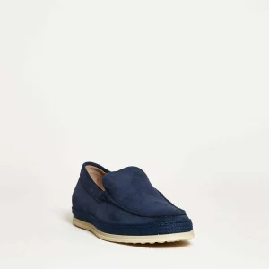 Scarpe Tod's: Mocassini in camoscio blu con suola in corda