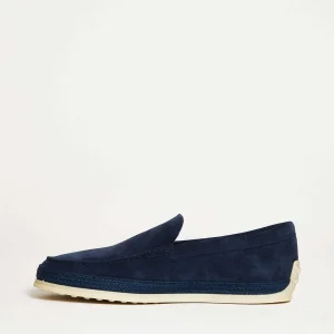 Scarpe Tod's: Mocassini in camoscio blu con suola in corda