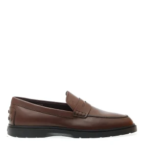 Scarpe Tod's: Mocassino in pelle marrone con suola in gomma