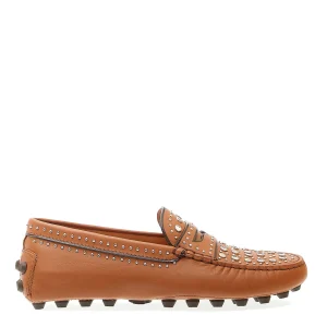 Scarpe Tod's: Mocassino in pelle marrone con borchie