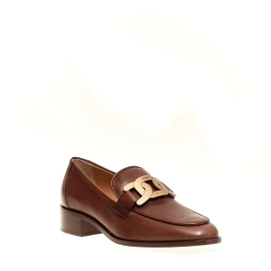 Scarpe Tod's: mocassino in pelle color cuoio, tacco 35 mm
