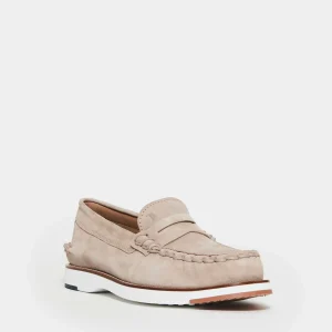 Scarpe TOD'S: Mocassino in camoscio beige con cuciture e maschera