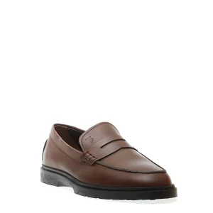 Scarpe Tod's: Mocassino in pelle marrone con suola in gomma