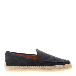 Scarpe Tod's: Slipper in camoscio blu con corda