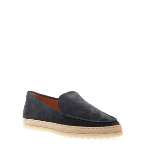 Scarpe Tod's: Slipper in camoscio blu con corda