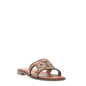 Scarpe TOD'S: Slipper in pelle marrone con borchie