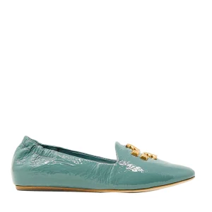 Scarpe TORY BURCH: Pantofole blu in vernice con logo dorato