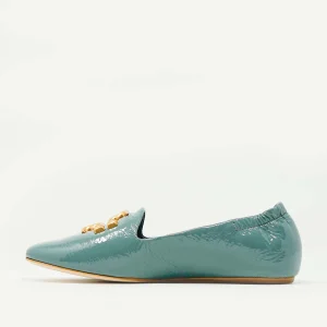 Scarpe TORY BURCH: Pantofole blu in vernice con logo dorato