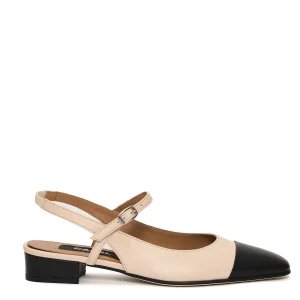 slinback pelle beige e nera tacco 20mm