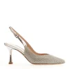Slingback argento e strass: eleganza e stile a 75 mm