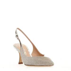 Slingback argento e strass: eleganza e stile a 75 mm
