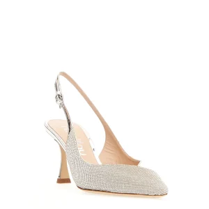Slingback argento e strass: eleganza e stile a 75 mm