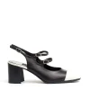 slingback cinturini nero e panna tacco 80 mm