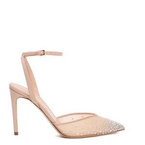 slingback contiruno caviglia rete strass tacco 90 mm