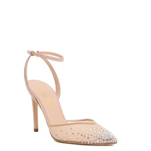 slingback contiruno caviglia rete strass tacco 90 mm