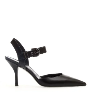 Slingback in pelle nera con tacco 80 mm - Stuart Weitzman