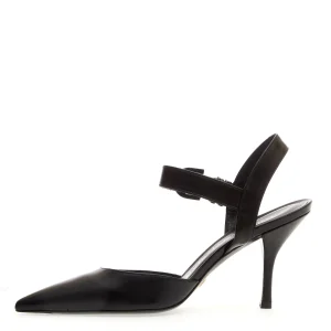 Slingback in pelle nera con tacco 80 mm - Stuart Weitzman