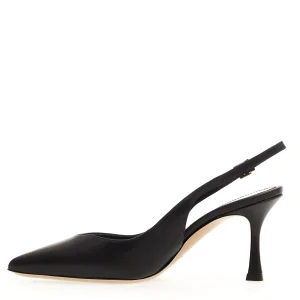 Slingback in pelle nera con tacco 75 mm: NINALILOU