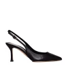 Slingback neri in pelle con tacco da 75 mm