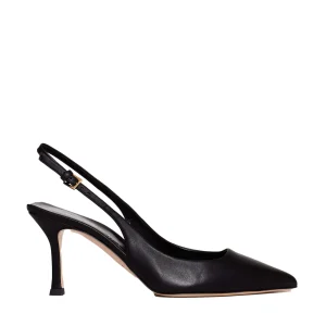 Slingback neri in pelle con tacco da 75 mm