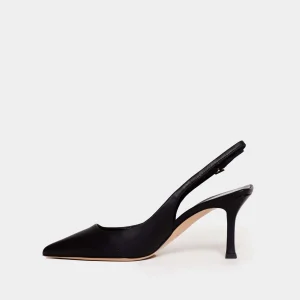 Slingback neri in pelle con tacco da 75 mm
