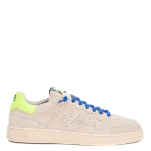 sneakers camoscio beige e bluette