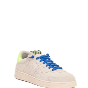 sneakers camoscio beige e bluette