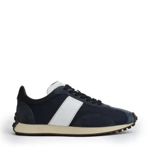sneakers camoscio blu e tessuti
