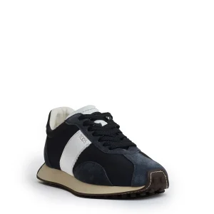 sneakers camoscio blu e tessuti