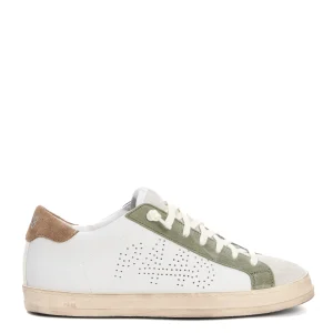 sneakers pelle bianca e camoscio salvia