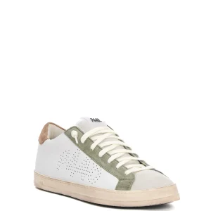 sneakers pelle bianca e camoscio salvia