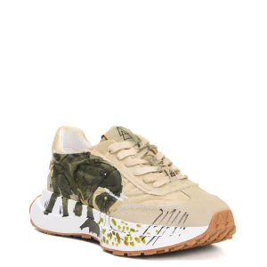 sneakers verde e beige dipinta a mano