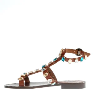 SORELLE PEREGO - Sandalo basso cuoio con pietre: eleganza e stile