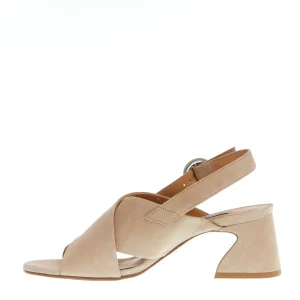 SORELLE PEREGO - Sandalo incrocio camoscio beige: eleganza estiva